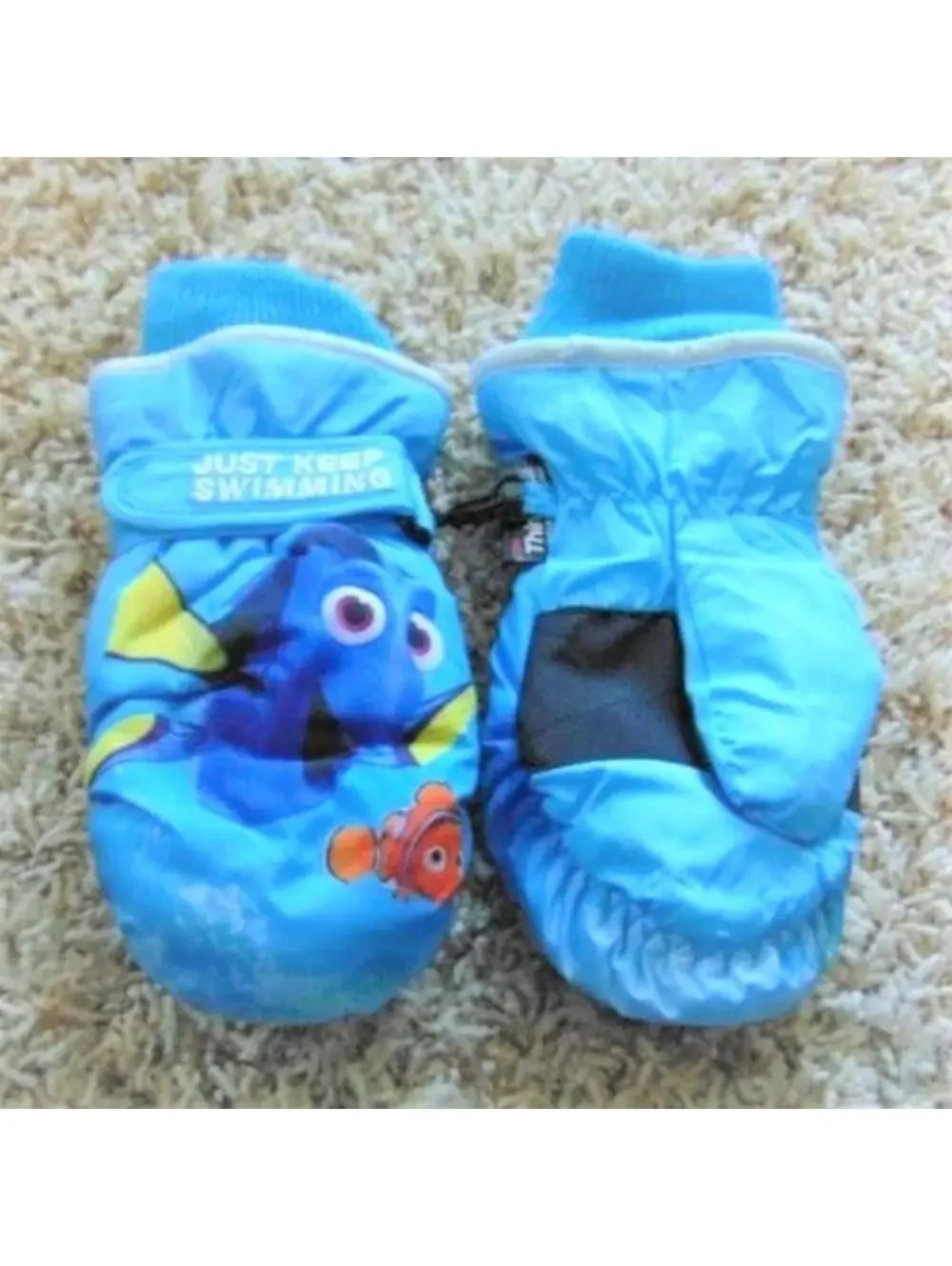 Girls Disney Finding Dory Nemo Winter Mittens sz 4/6 Blue 
